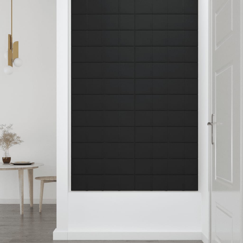 vidaXL Painel de parede 12 pcs 60x15 cm tecido 1,08 m² preto