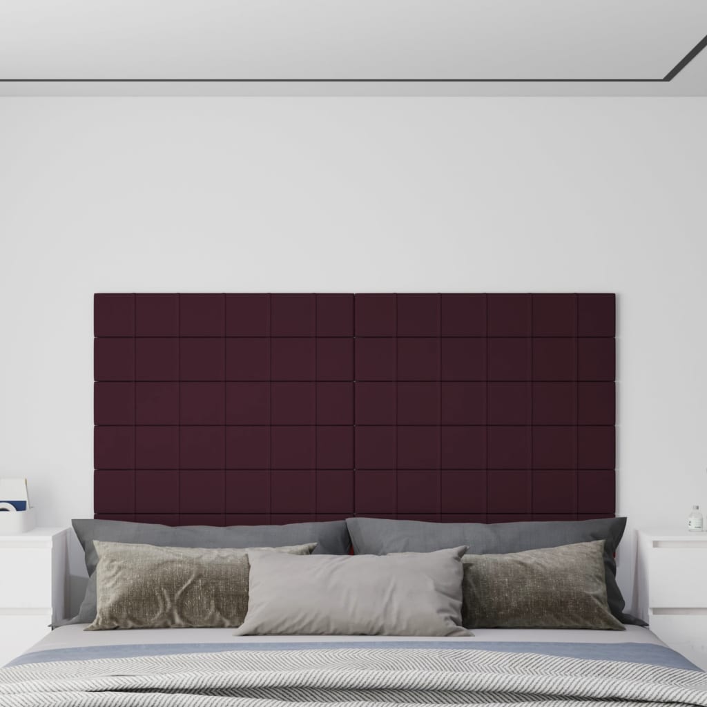 vidaXL Painel de parede 12 pcs 90x15 cm tecido 1,62 m² roxo