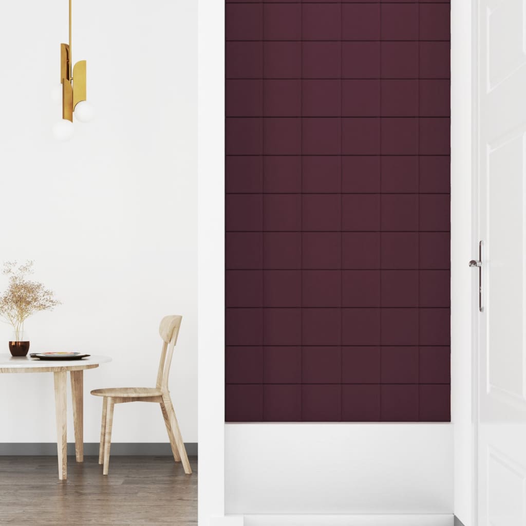 vidaXL Painel de parede 12 pcs 90x15 cm tecido 1,62 m² roxo