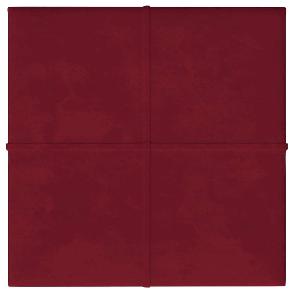 vidaXL Painel parede 12 pcs 30x30 cm veludo 1,08 m² vermelho tinto