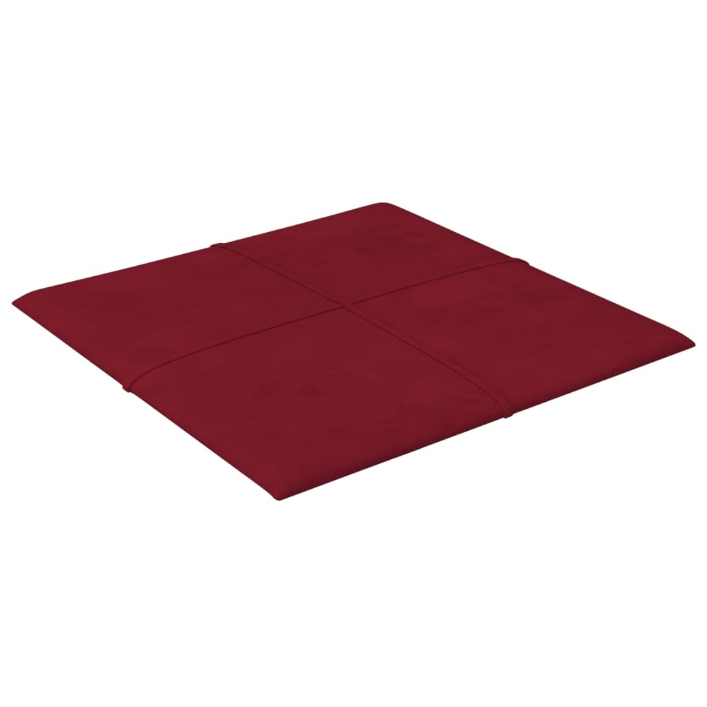 vidaXL Painel parede 12 pcs 30x30 cm veludo 1,08 m² vermelho tinto