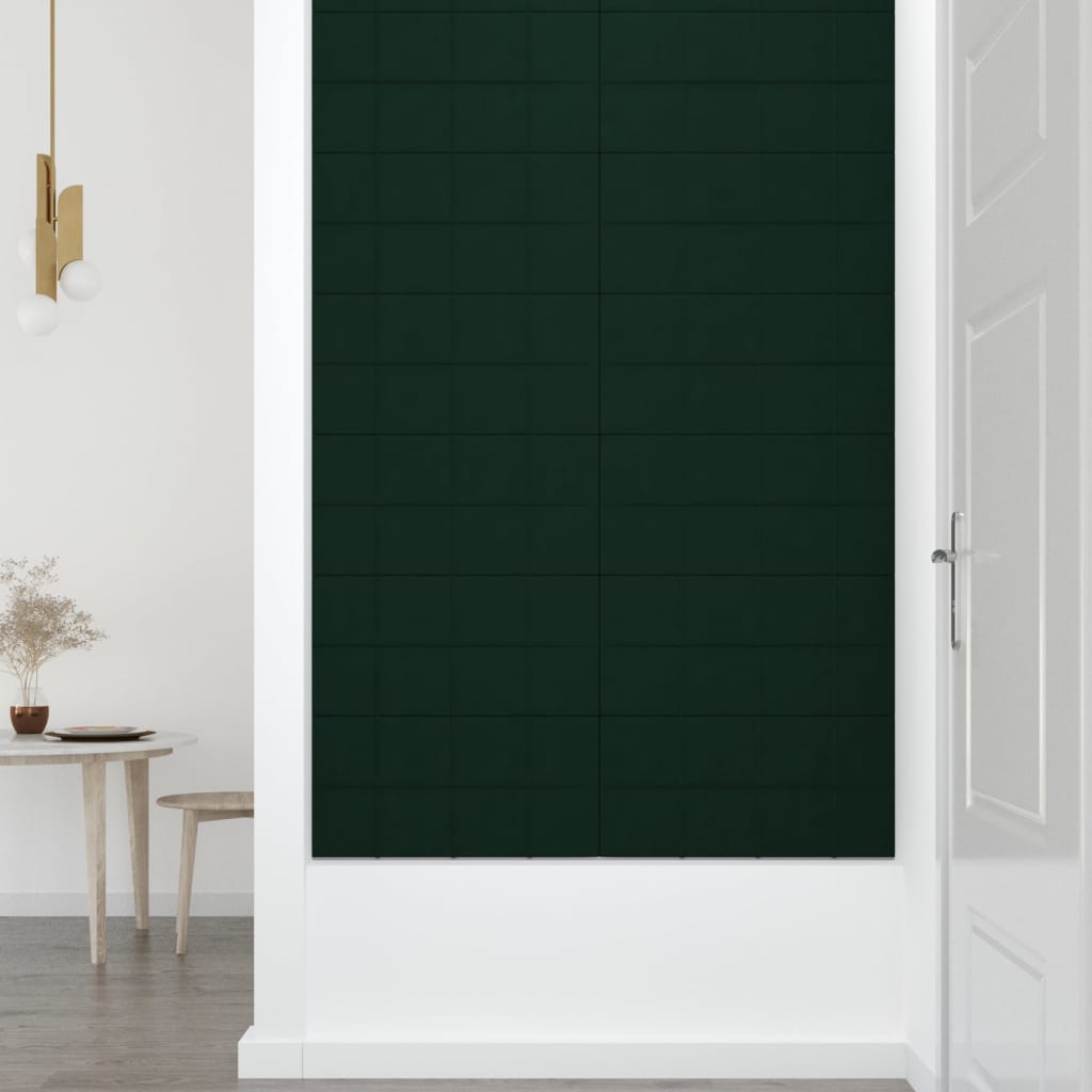 vidaXL Painel de parede 12 pcs 60x30 cm veludo 2,16 m² verde-escuro