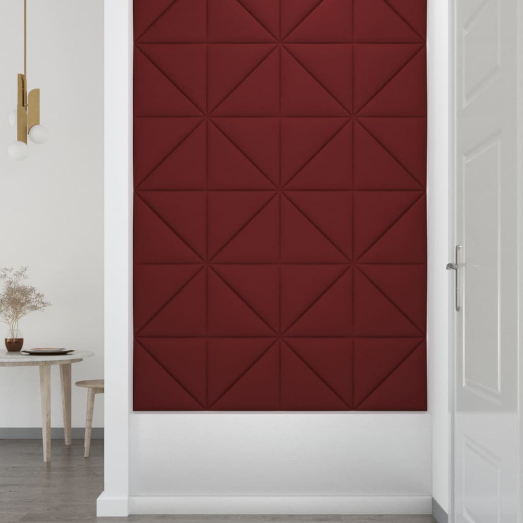 vidaXL Painel de parede 12 pcs 30x30 cm tecido 0,54 m² vermelho tinto