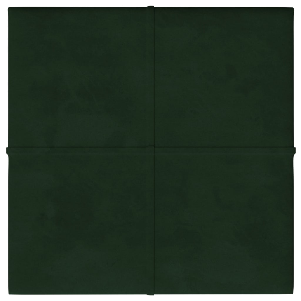 vidaXL Painel de parede 12 pcs 30x30 cm veludo 1,08 m² verde-escuro