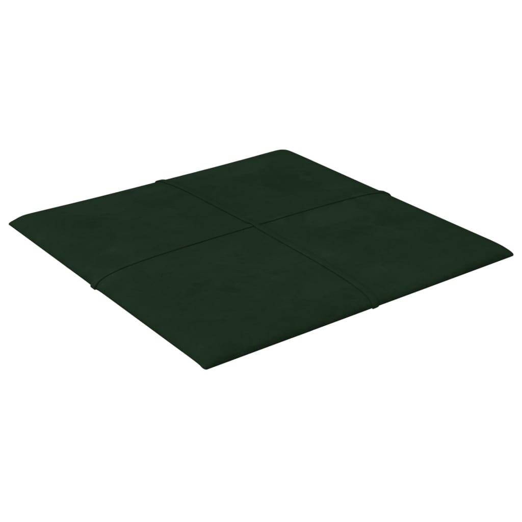 vidaXL Painel de parede 12 pcs 30x30 cm veludo 1,08 m² verde-escuro