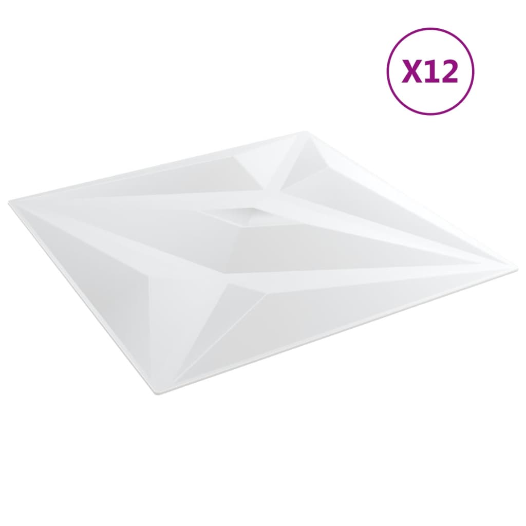 vidaXL Painéis de parede 12 pcs 50x50 cm 3m² XPS estrela branco