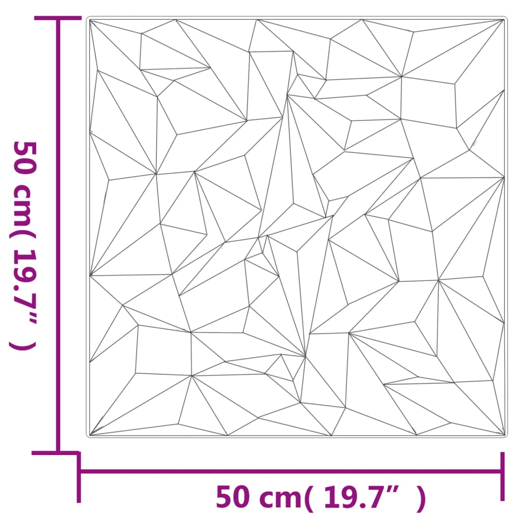 vidaXL Painéis de parede 12 pcs 50x50 cm 3m² XPS ametista preto