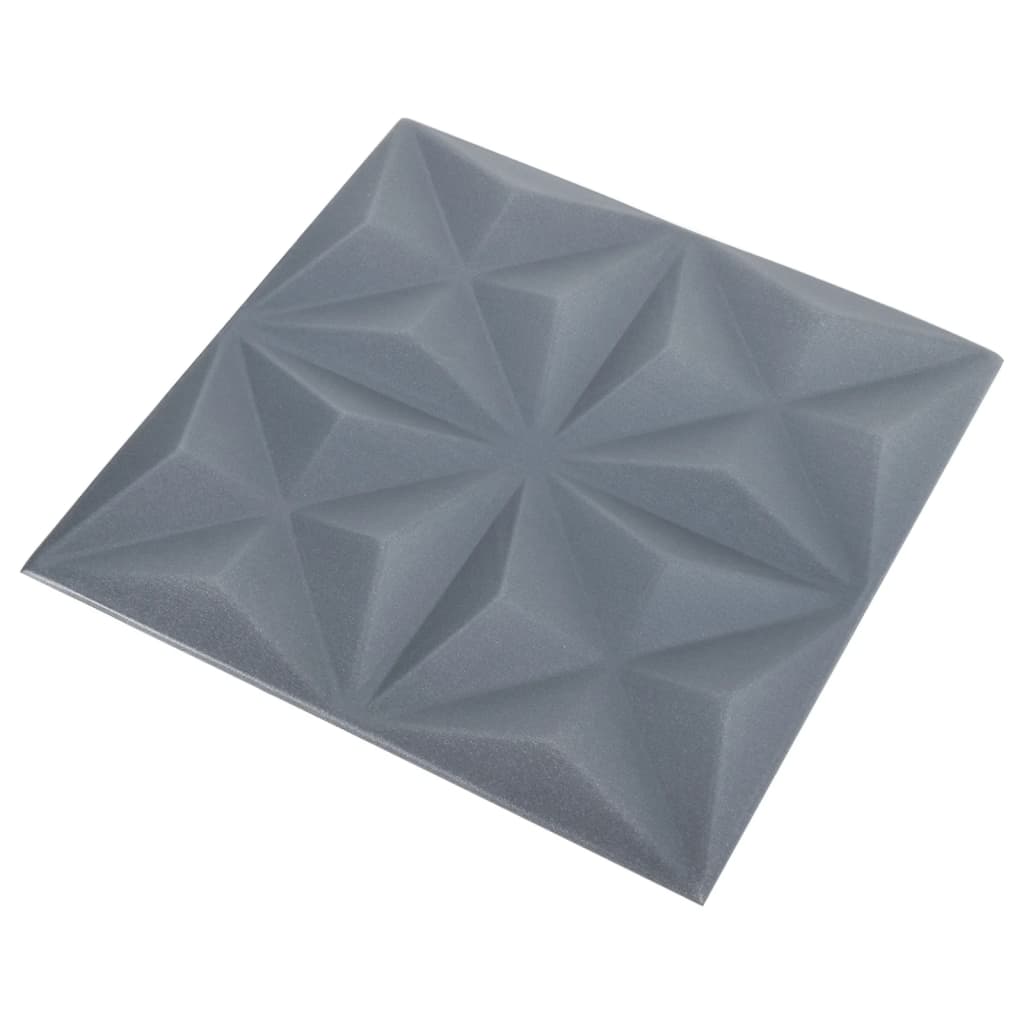 vidaXL Painéis de parede 3D 12 pcs 50x50 cm 3 m² origami cinza