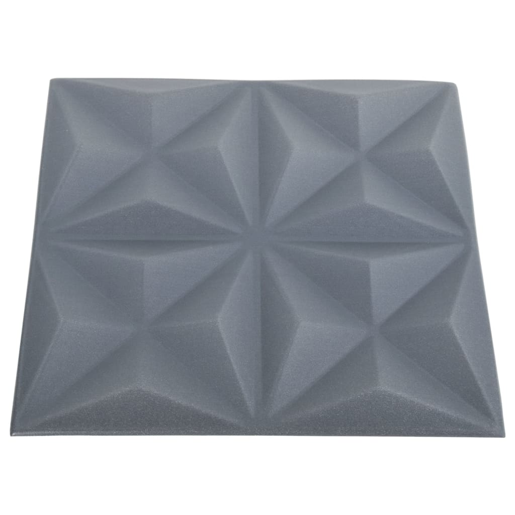 vidaXL Painéis de parede 3D 12 pcs 50x50 cm 3 m² origami cinza