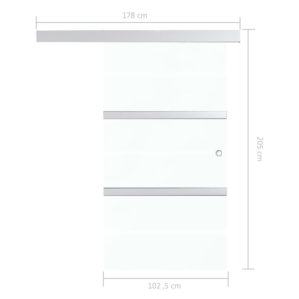 vidaXL Porta deslizante em vidro ESG e alumínio 102,5x205 cm prateado