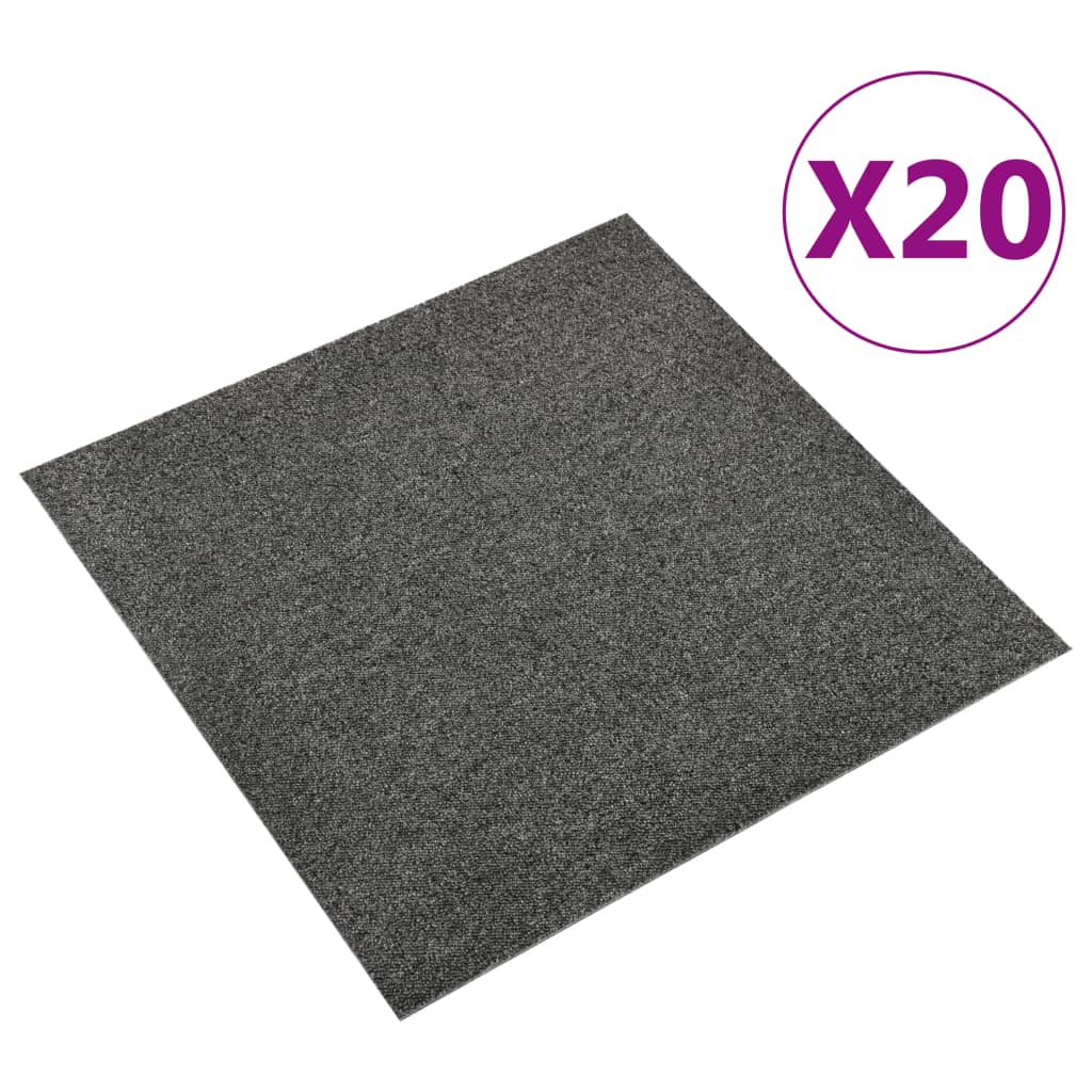 vidaXL Ladrilhos carpete para pisos 20 pcs 5 m² 50x50 cm antracite