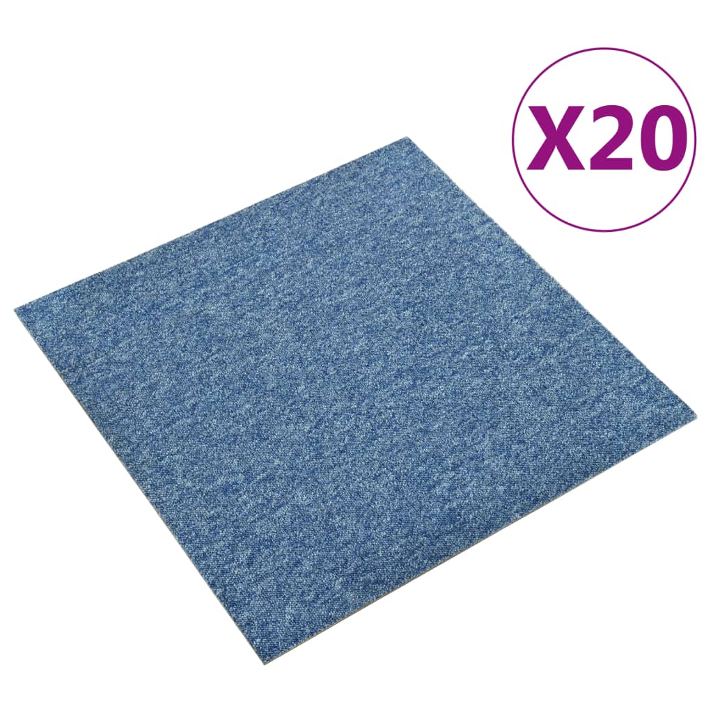 vidaXL Ladrilhos carpete para pisos 20 pcs 5 m² 50x50 cm azul