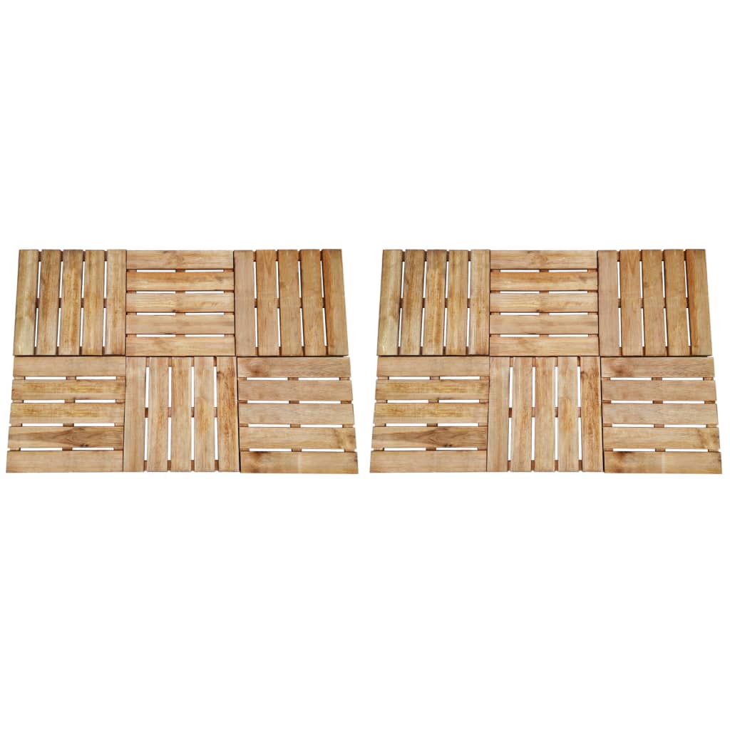 vidaXL Ladrilhos de pavimento 12 pcs 50x50 cm madeira castanho