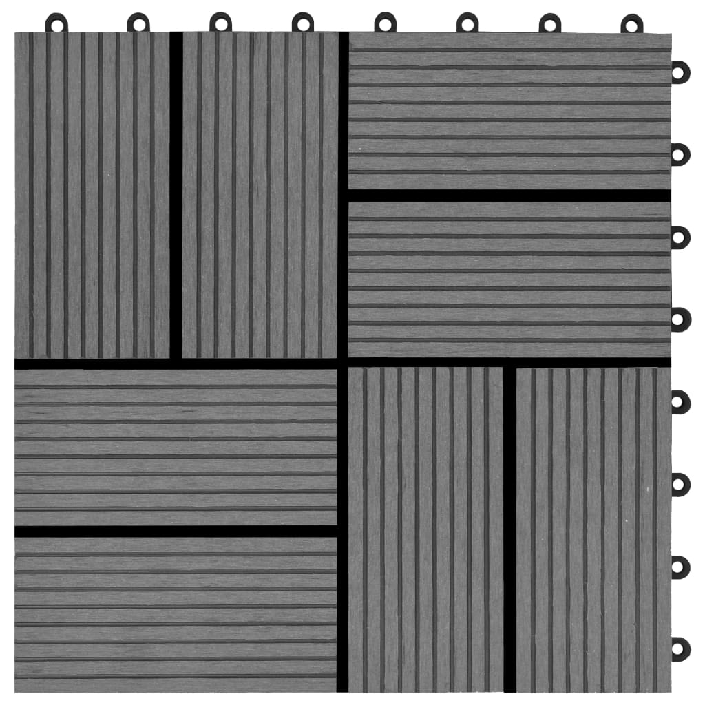 vidaXL Ladrilhos de pavimento 22 pcs WPC 2m² 30x30 cm cinzento