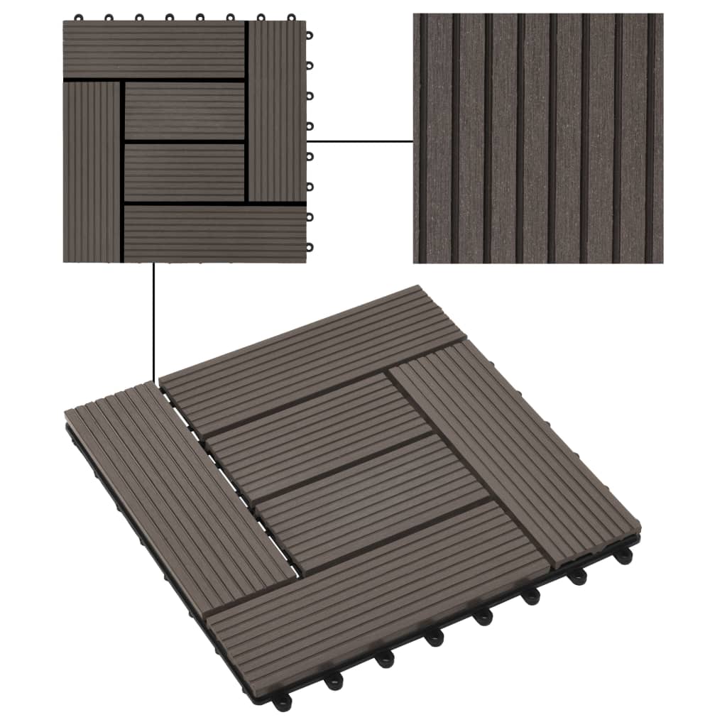 vidaXL Ladrilhos de pavimento 22 pcs WPC 2m² 30x30 cm castanho-escuro