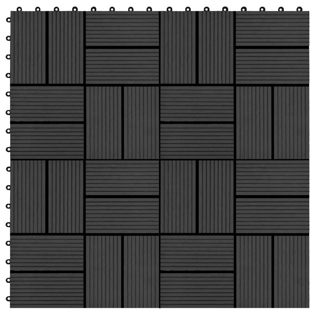 vidaXL Ladrilhos de pavimento 22 pcs WPC 2m² 30x30 cm preto