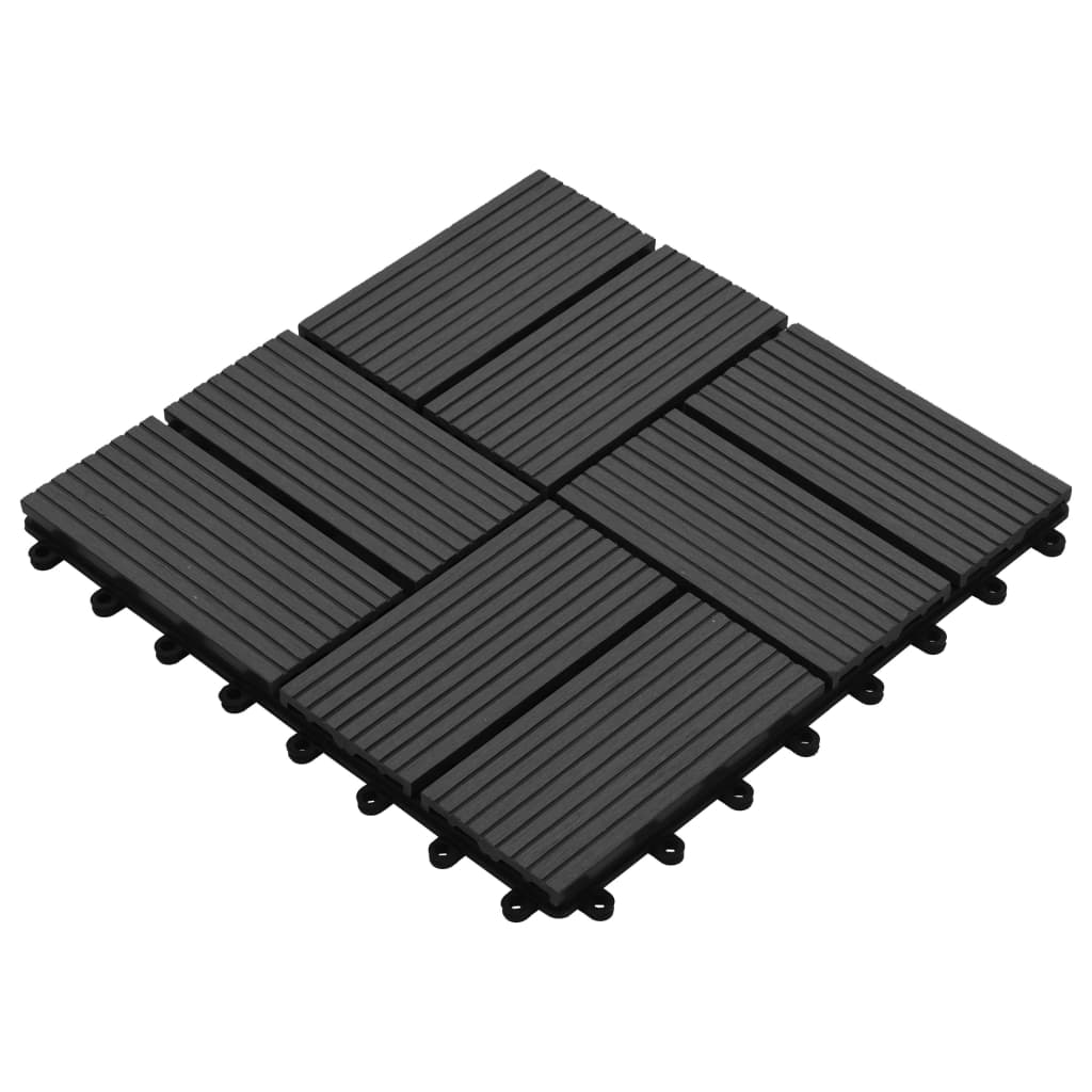 vidaXL Ladrilhos de pavimento 22 pcs WPC 2m² 30x30 cm preto