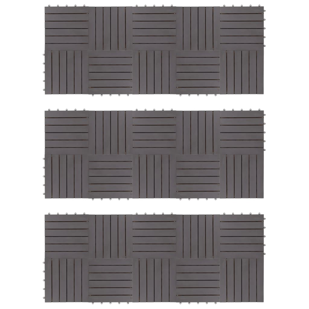 vidaXL Ladrilhos de terraço 30 pcs 30x30 cm acácia maciça cinzento