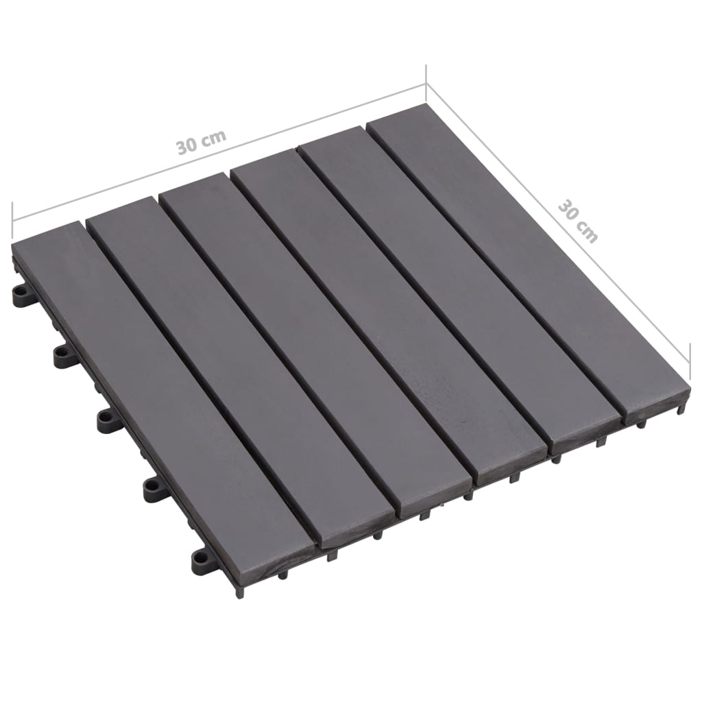 vidaXL Ladrilhos de terraço 30 pcs 30x30 cm acácia maciça cinzento