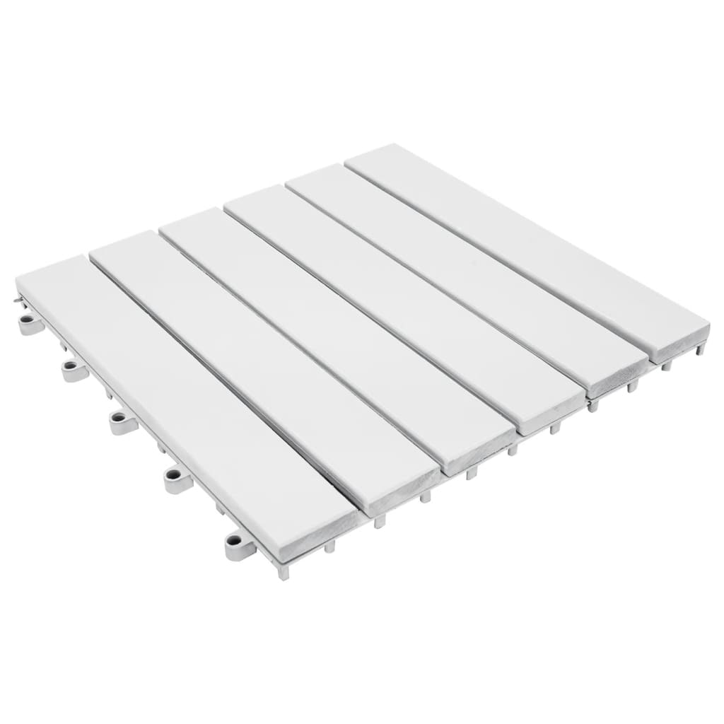 vidaXL Ladrilhos de terraço 20 pcs 30x30 cm acácia maciça branco