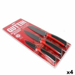 Quttin|Conjunto de Facas Quttin Nero Preto Prateado 3 Peças (12 Unidades)