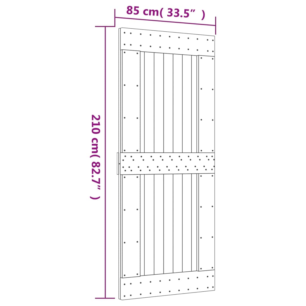 vidaXL Porta NARVIK 85x210 cm madeira de pinho maciça