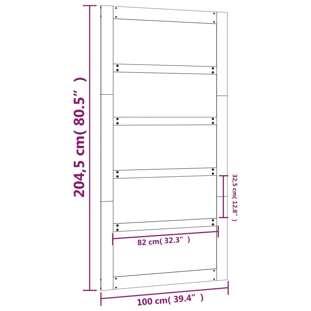 vidaXL Porta de celeiro 100x1,8x204,5cm madeira de pinho maciça branco