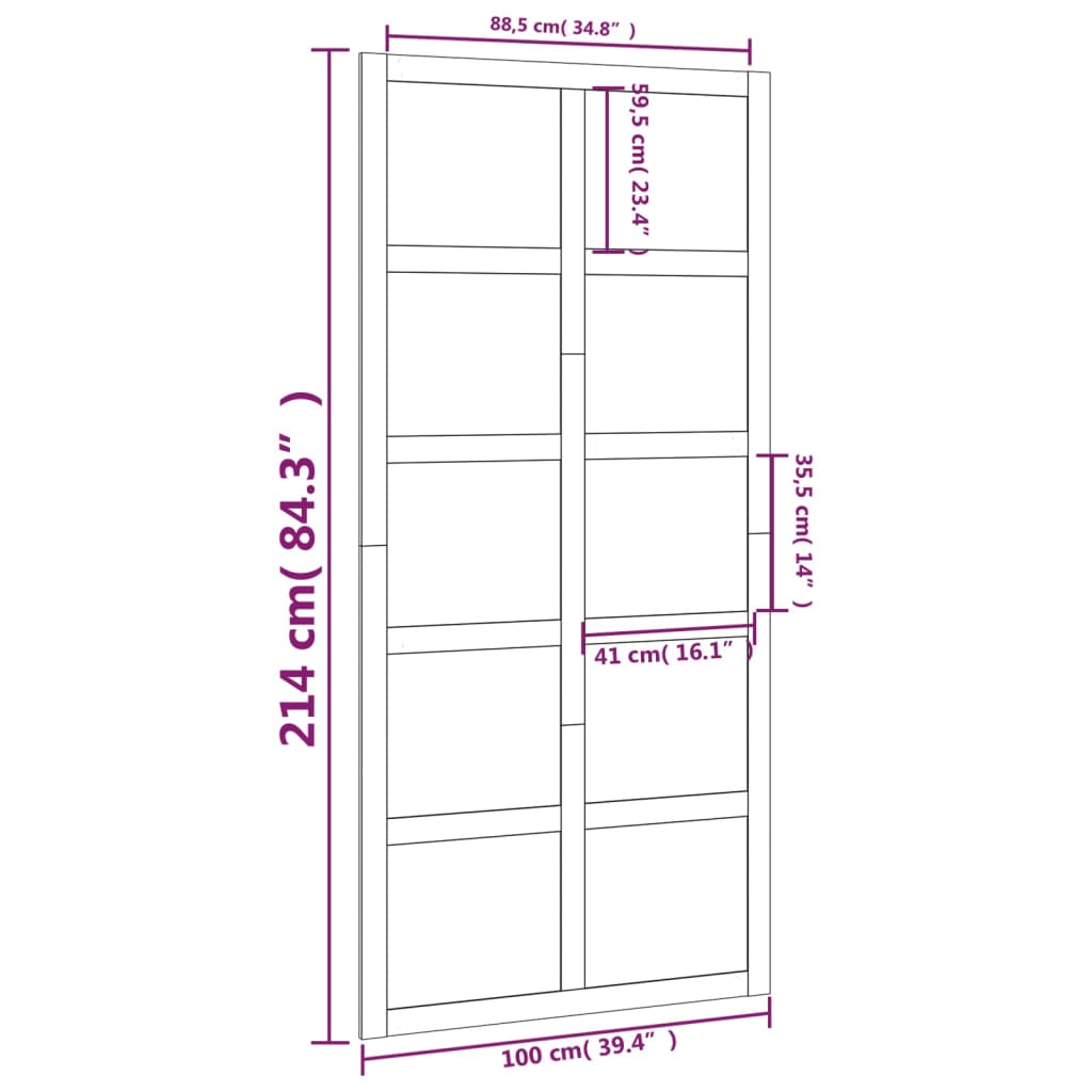 vidaXL Porta de celeiro 100x1,8x214 cm madeira de pinho maciça branco