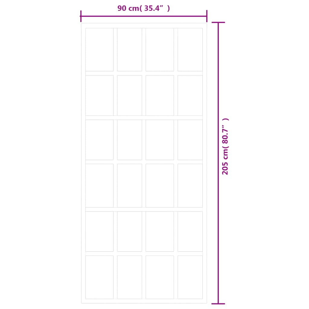 vidaXL Porta deslizante c/ conj. ferragens 90x205cm vidro ESG/alumínio