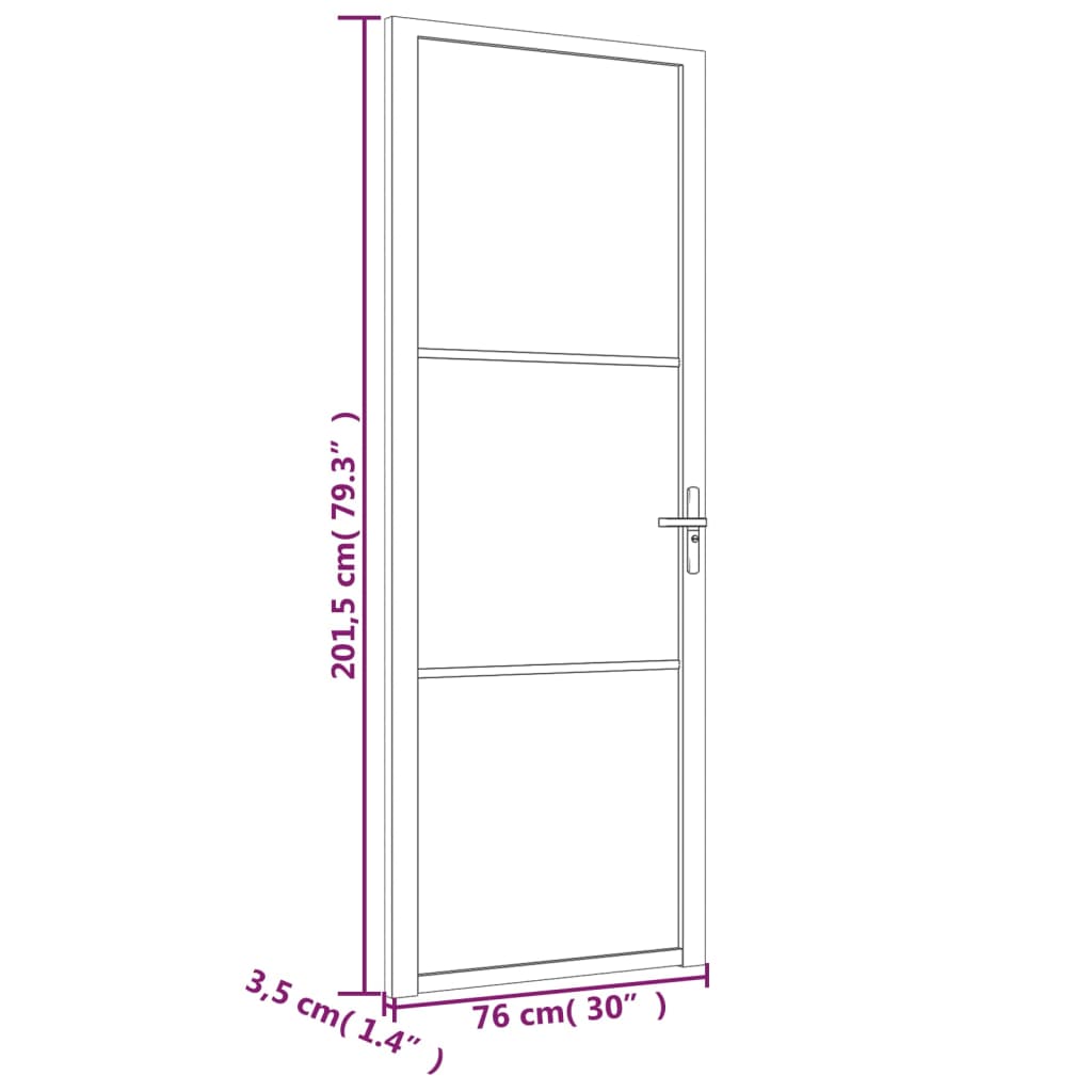 vidaXL Porta de interior 76x201,5 cm vidro fosco e alumínio branco