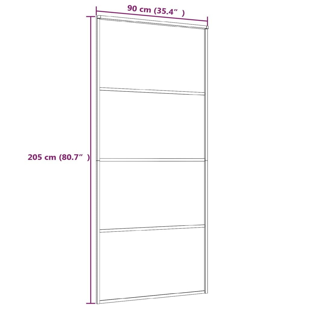 vidaXL Porta de correr 90x205 cm alumínio e vidro ESG preto