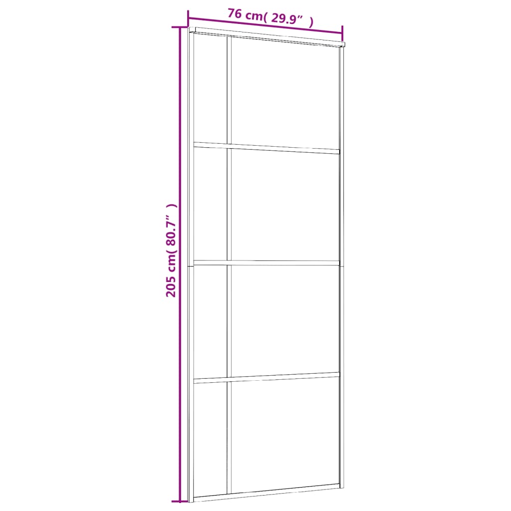 vidaXL Porta deslizante em vidro ESG e alumínio 76x205 cm preto