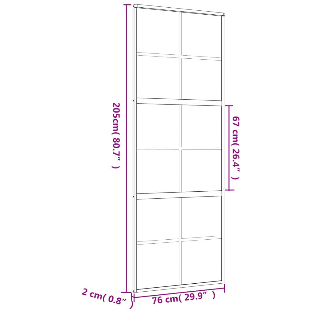 vidaXL Porta deslizante 76x205 cm vidro ESG/alumínio dourado