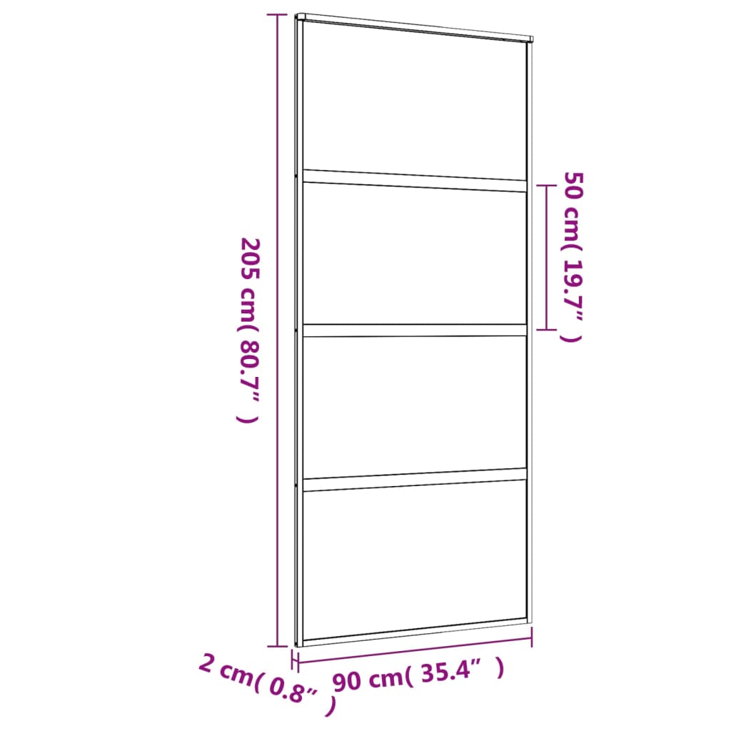 vidaXL Porta deslizante 90x205 cm vidro ESG/alumínio dourado