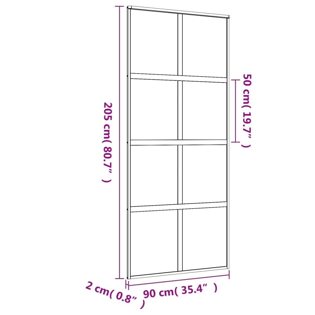 vidaXL Porta deslizante 90x205 cm vidro ESG/alumínio dourado