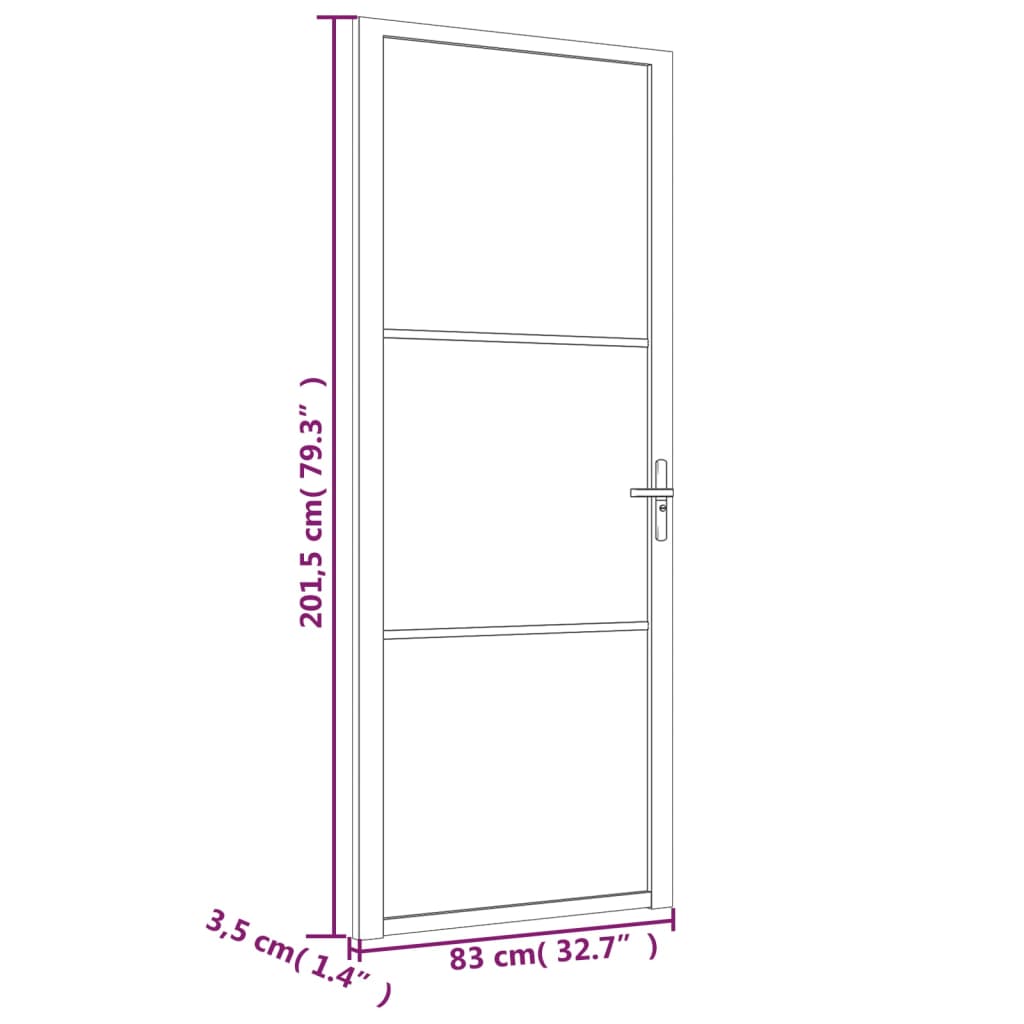 vidaXL Porta de interior 83x201,5 cm vidro ESG e alumínio branco