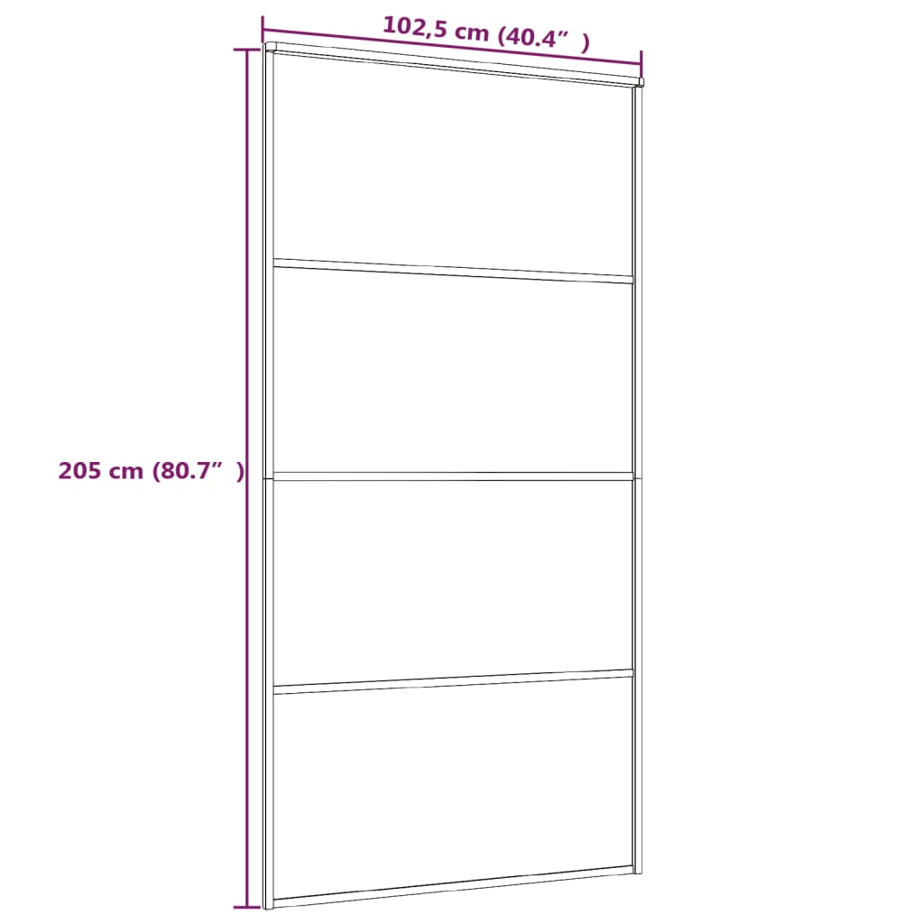 vidaXL Porta deslizante vidro ESG fosco e alumínio 102,5x205 cm preto