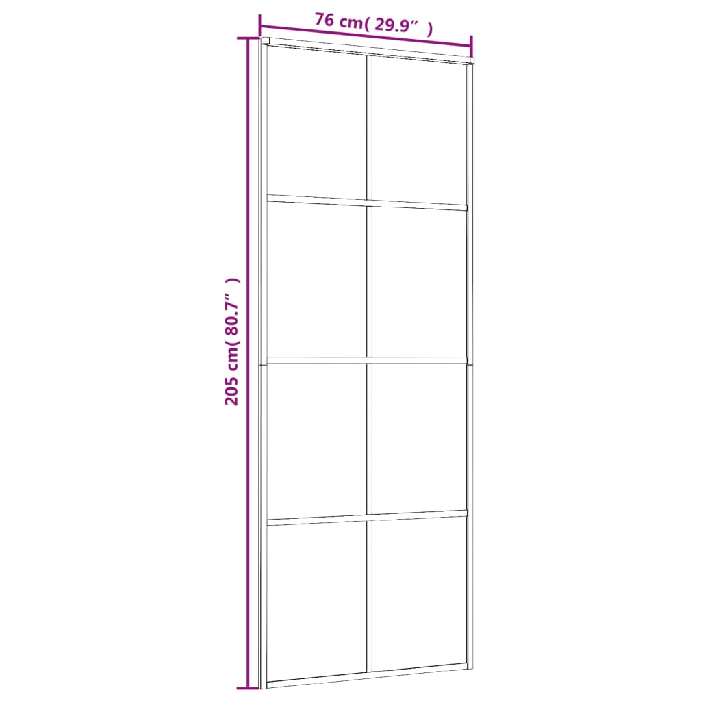 vidaXL Porta de correr 76x205 cm alumínio e vidro ESG preto