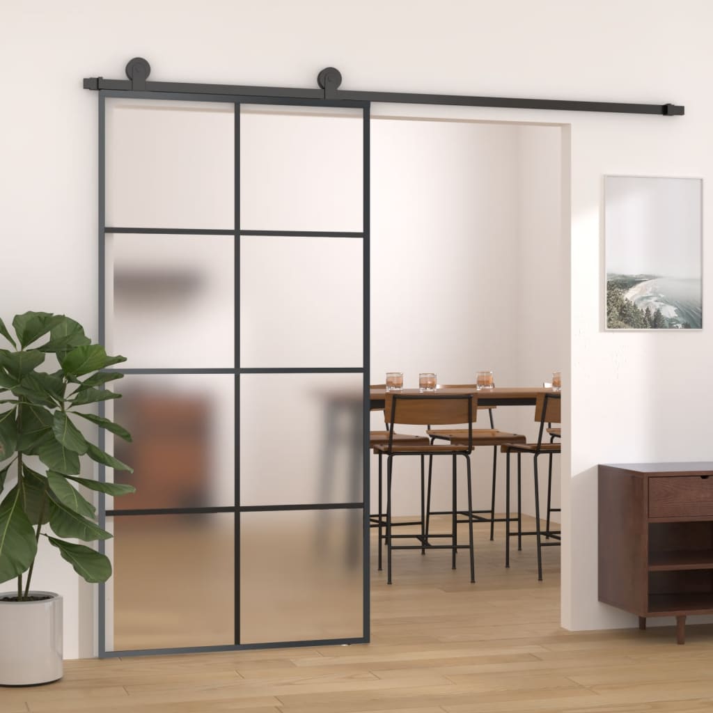 vidaXL Porta de correr 102,5x205 cm alumínio e vidro ESG preto