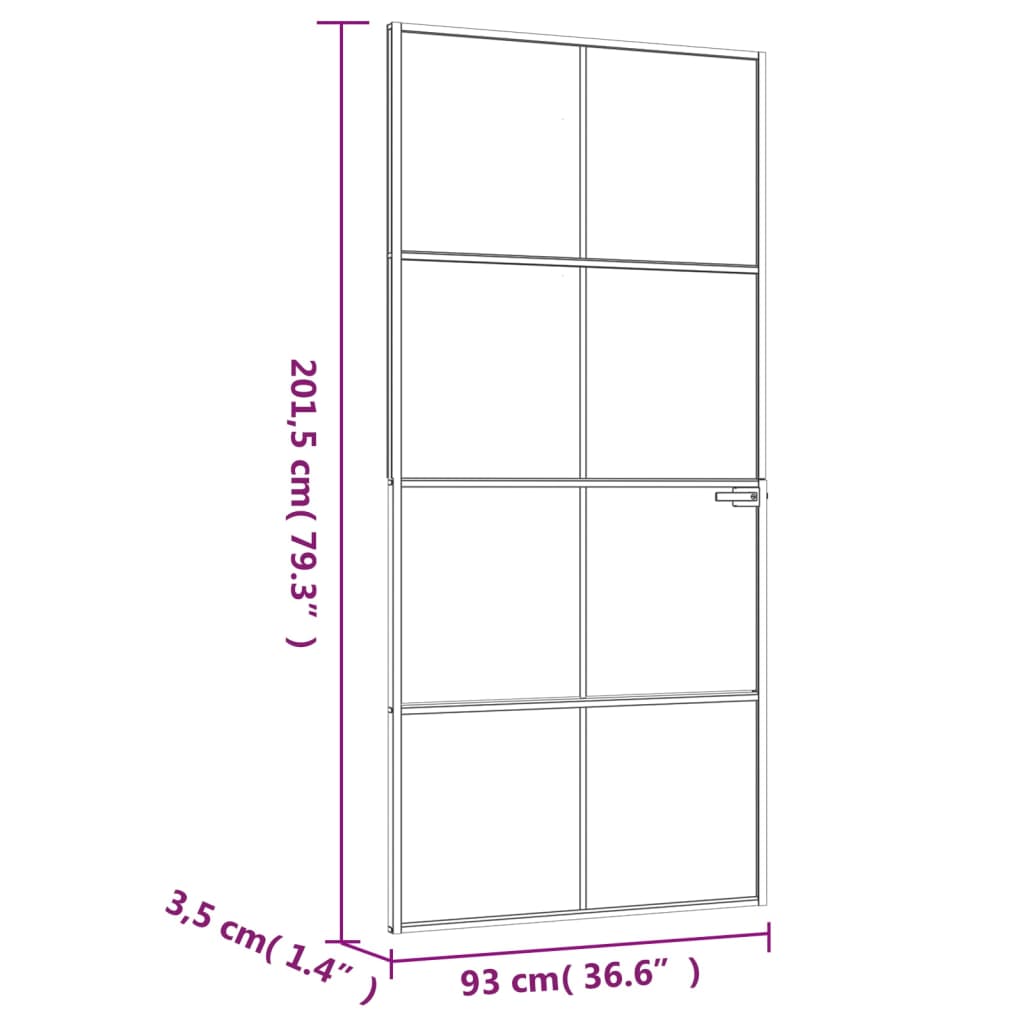 vidaXL Porta interior 93x201,5 cm vidro temperado/alumínio fino branco