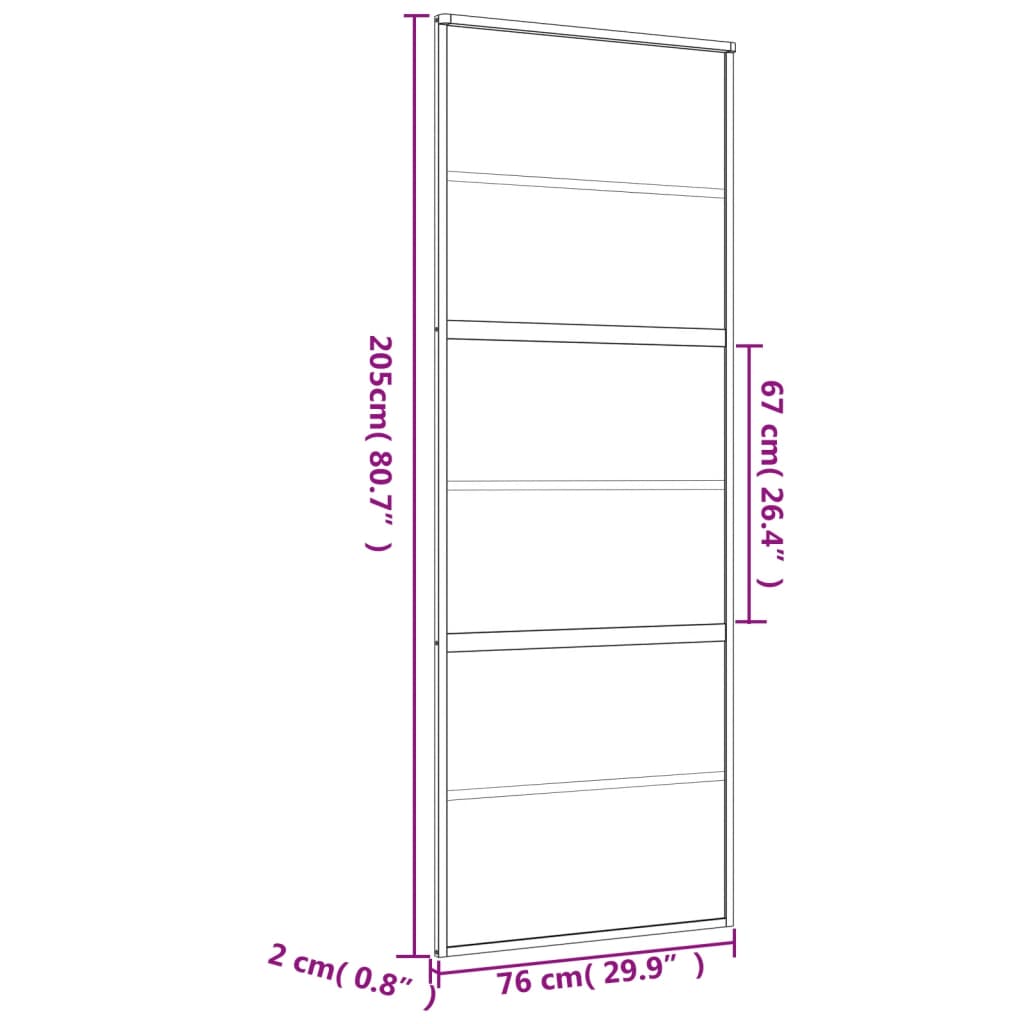 vidaXL Porta deslizante 76x205 cm vidro ESG/alumínio dourado