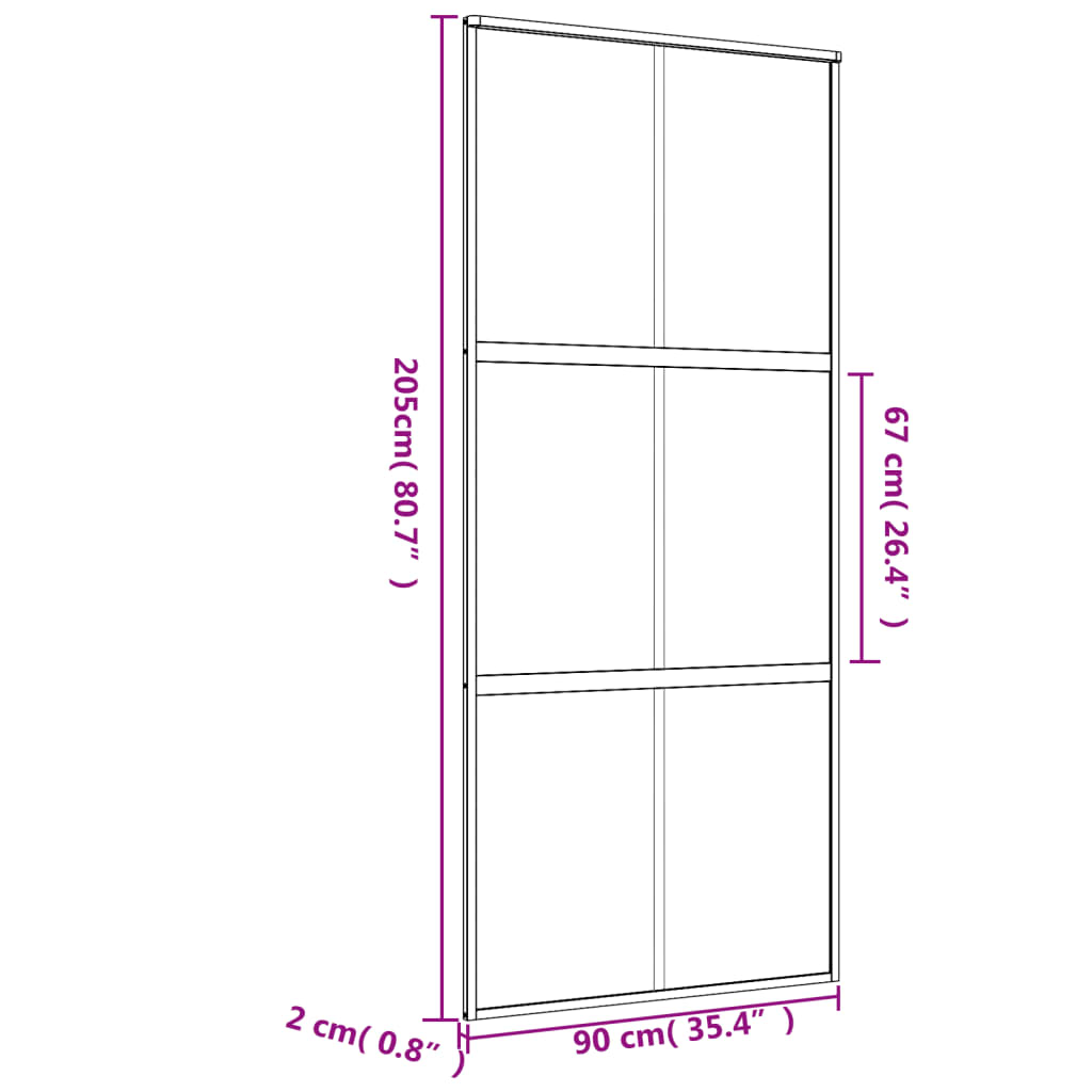 vidaXL Porta deslizante 90x205 cm vidro ESG/alumínio dourado