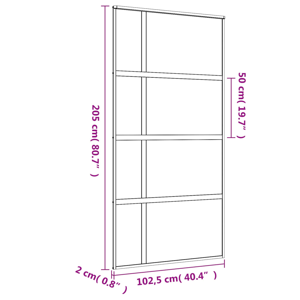 vidaXL Porta deslizante 102,5x205 cm vidro ESG fosco/alumínio dourado