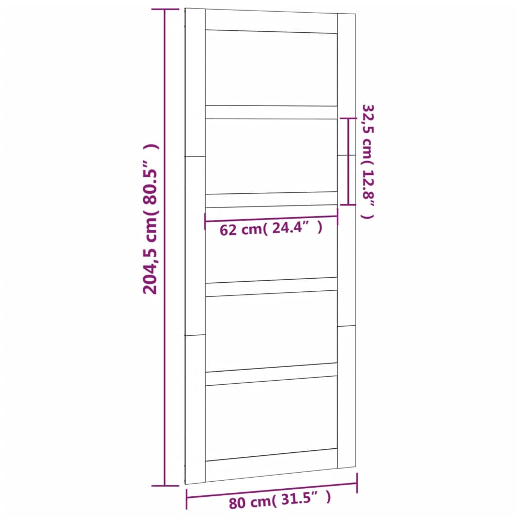 vidaXL Porta de celeiro 80x1,8x204,5 cm madeira de pinho maciça branco