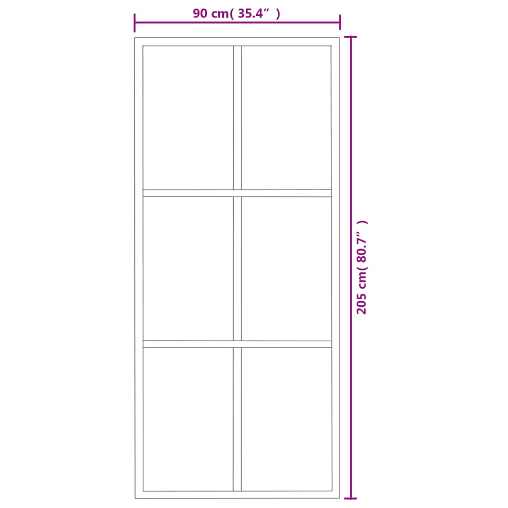 vidaXL Porta deslizante c/ conj. ferragens 90x205cm vidro ESG/alumínio