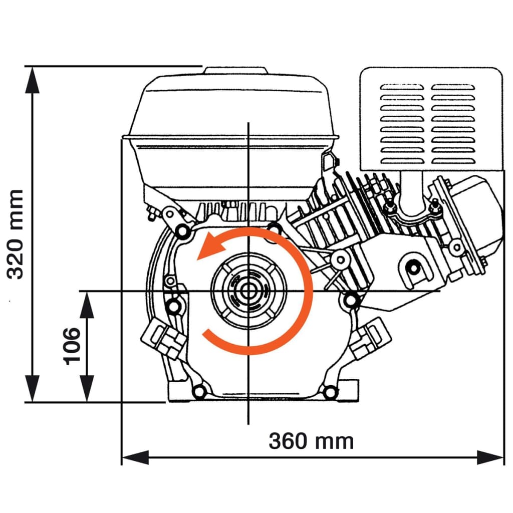 vidaXL Motor a gasolina 6,5 CV 4,8 kW preto