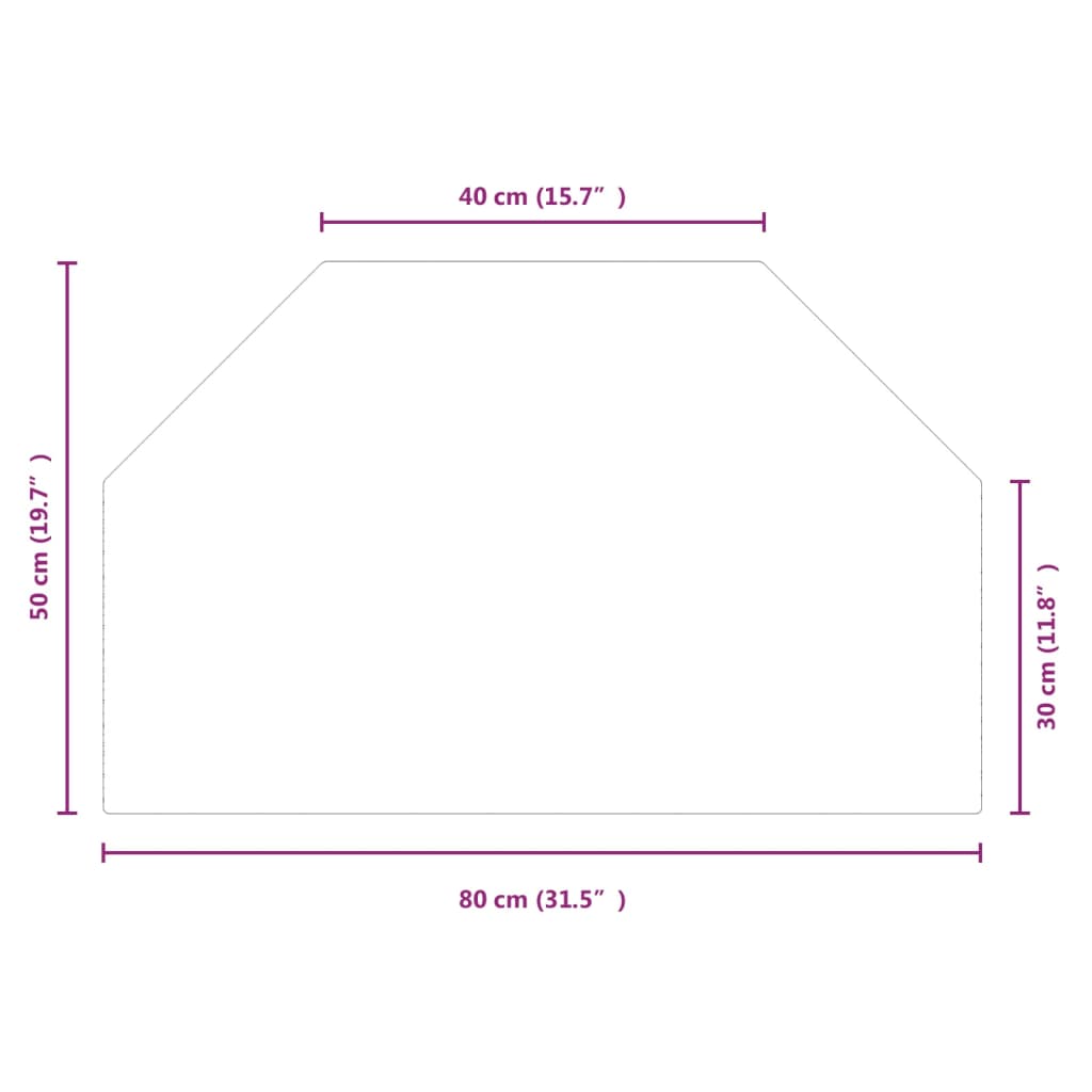 vidaXL Placa de vidro para lareira hexagonal 80x50 cm