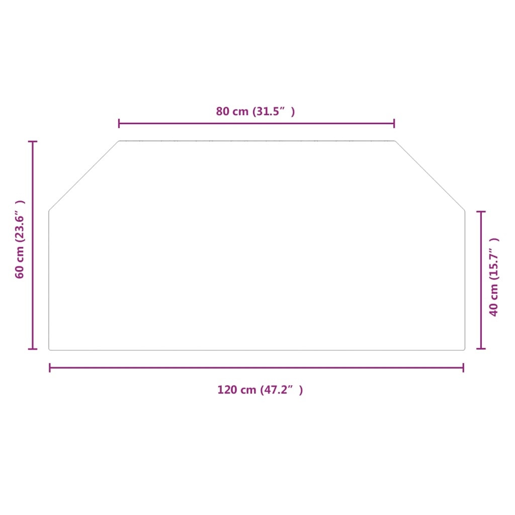 vidaXL Placa de vidro para lareira hexagonal 120x60 cm