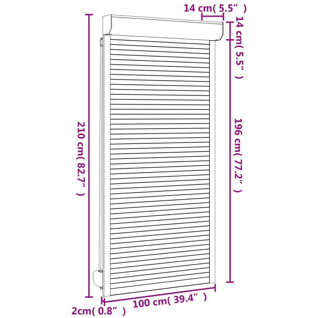 vidaXL Persiana de enrolar em alumínio 100x210 cm branco