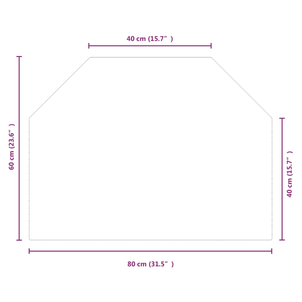 vidaXL Placa de vidro para lareira hexagonal 80x60 cm